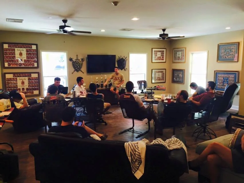 Chapter room at the Delta Chi house